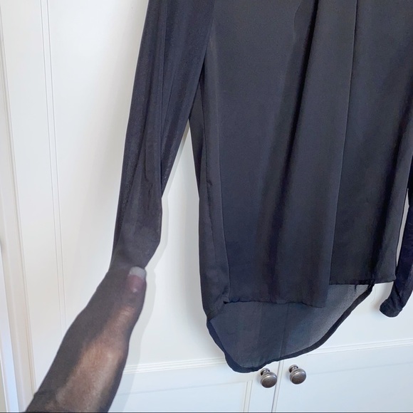 Windsor | Chiffon Black Blouse Gold Chain Sheer - Picture 5 of 7